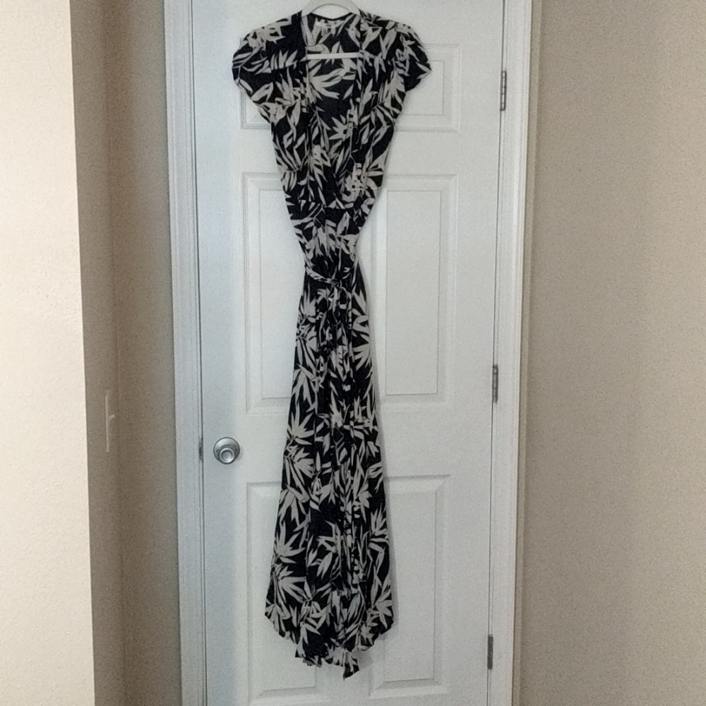 Graphic navy maxi wrap dress, Nordstrom